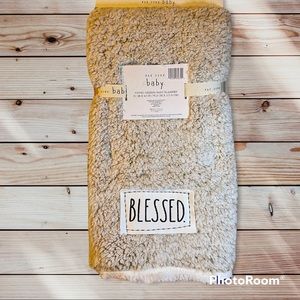 NWT Rae Dunn SUPER soft and cozy “BLESSED”  baby blanket - tipped Sherpa